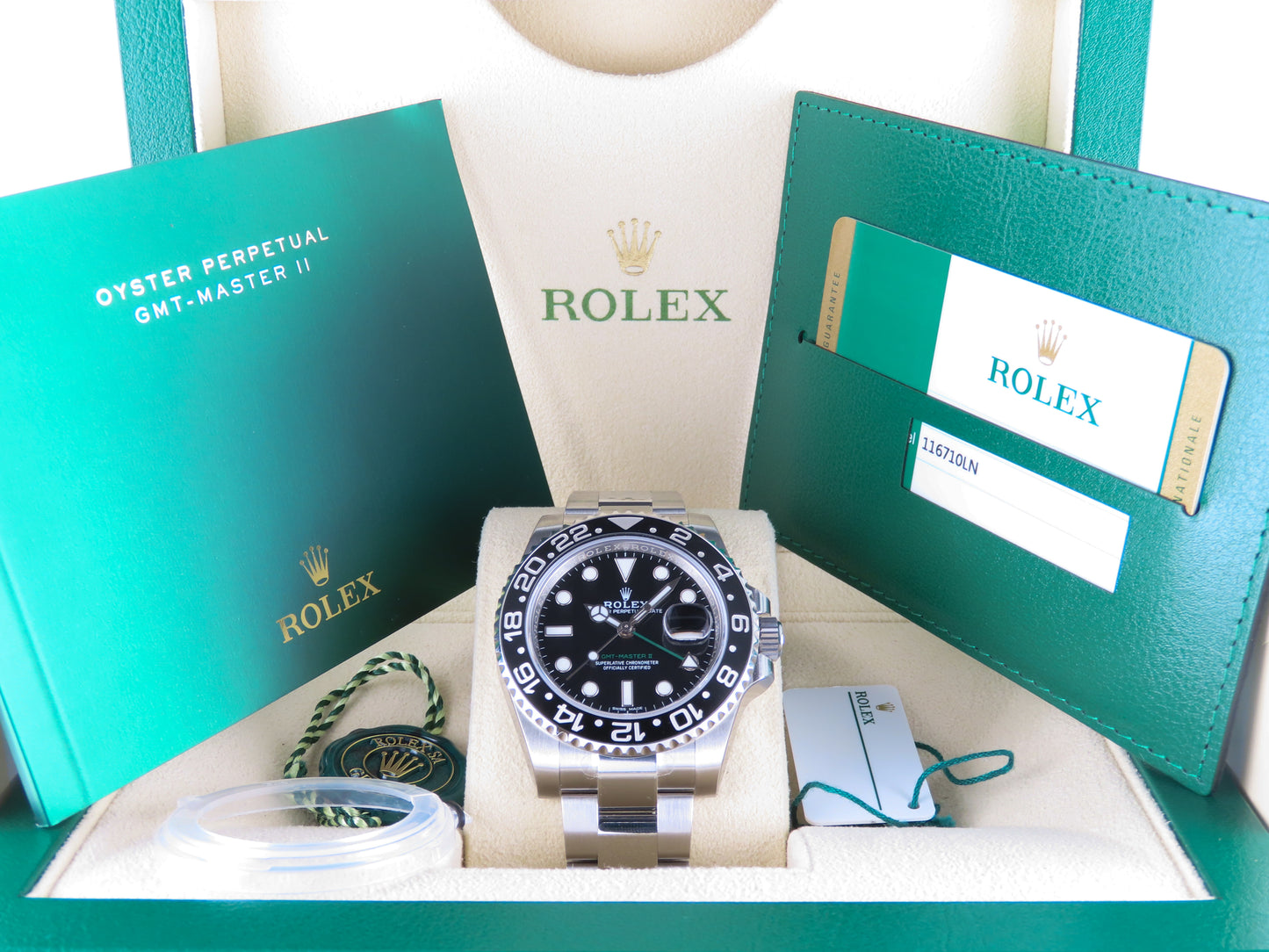 Rolex GMT Master II Ceramic Bezel 116710LN New Old Stock (Original Rolex Stickers Still Intact) October 2018
