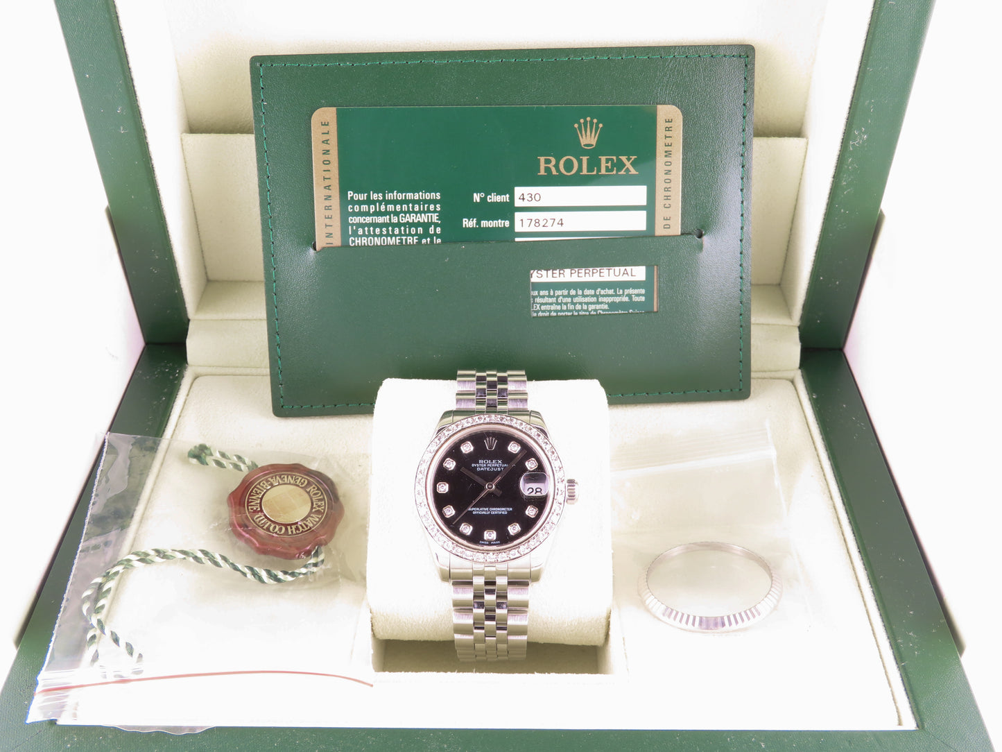 Rolex Datejust 31 Mm Black Diamond Hour Markers Dial Jubilee 178274 April 2009