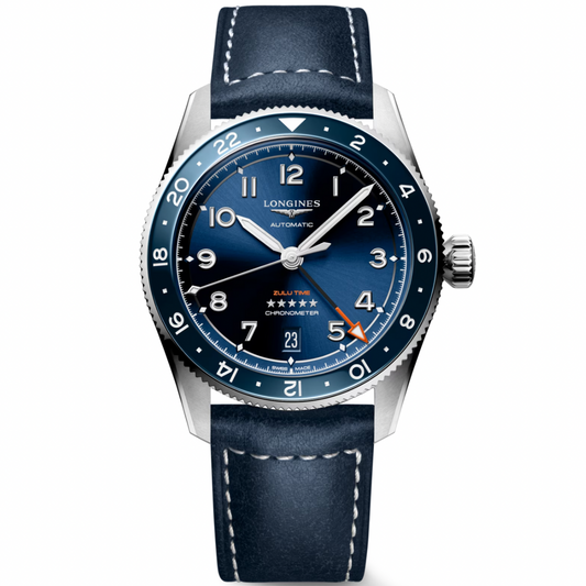 [BNIB] LONGINES SPIRIT ZULU TIME BLUE LEATHER STRAP 39MM *L3.802.4.93.2*