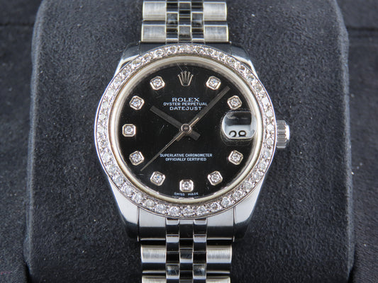 Rolex Datejust 31 Mm Black Diamond Hour Markers Dial Jubilee 178274 April 2009