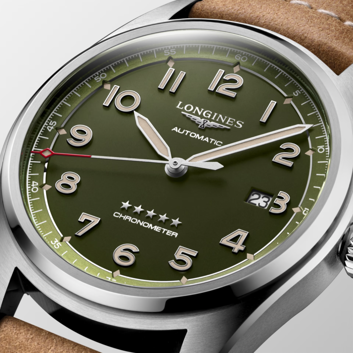 [BNIB] LONGINES SPIRIT GREEN WITH LEATHER STRAP 42MM *L3.811.4.03.2*