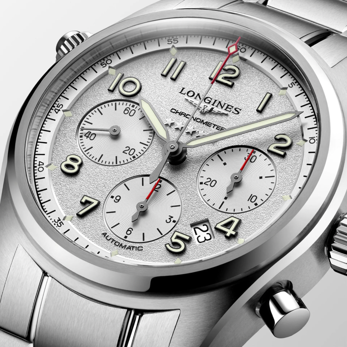 [BNIB] LONGINES SPIRIT AUTOMATIC CHRONOGRAPH SILVER 42MM *L3.820.4.73.6*