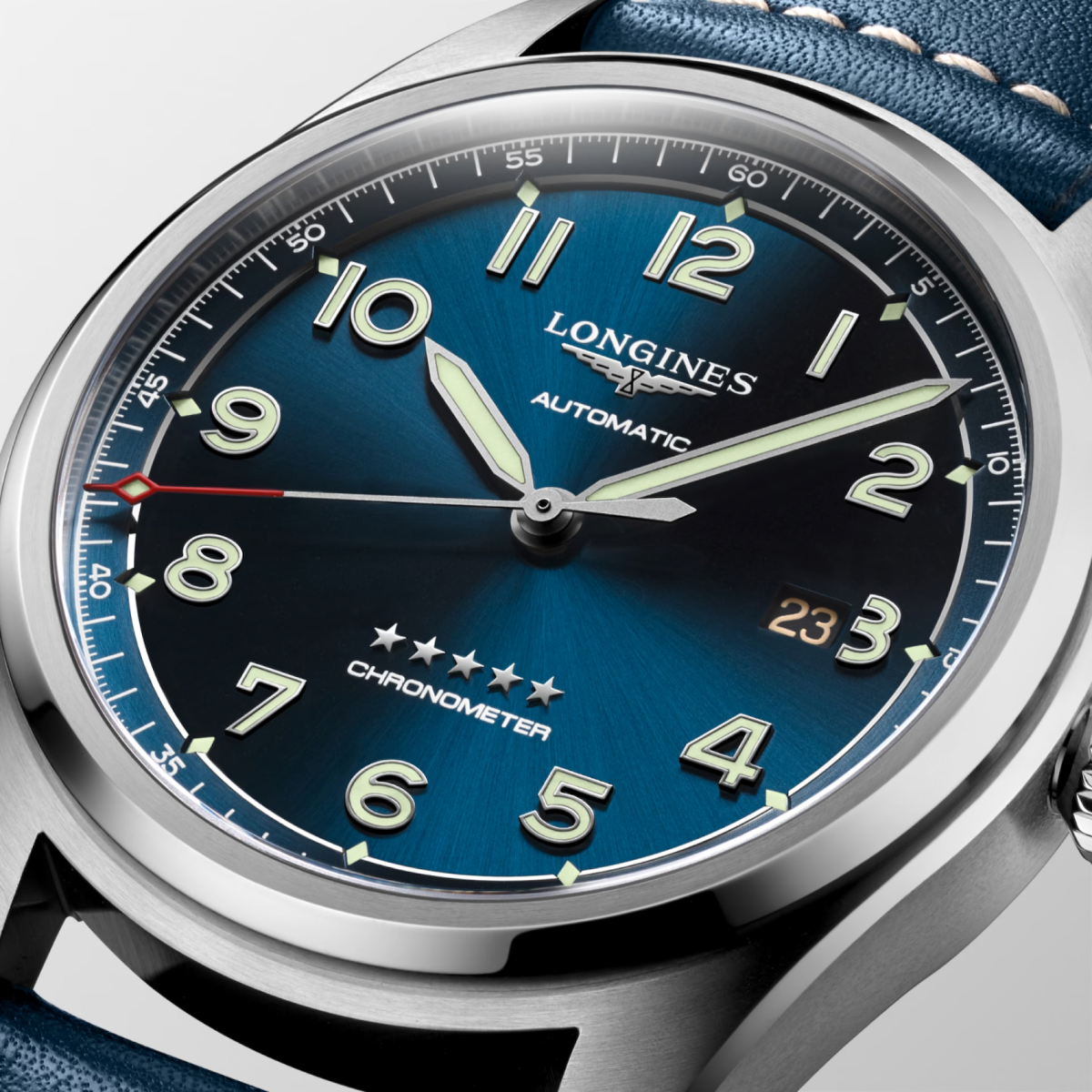 [BNIB] LONGINES SPIRIT BLUE WITH LEATHER STRAP 42MM *L3.811.4.93.0*