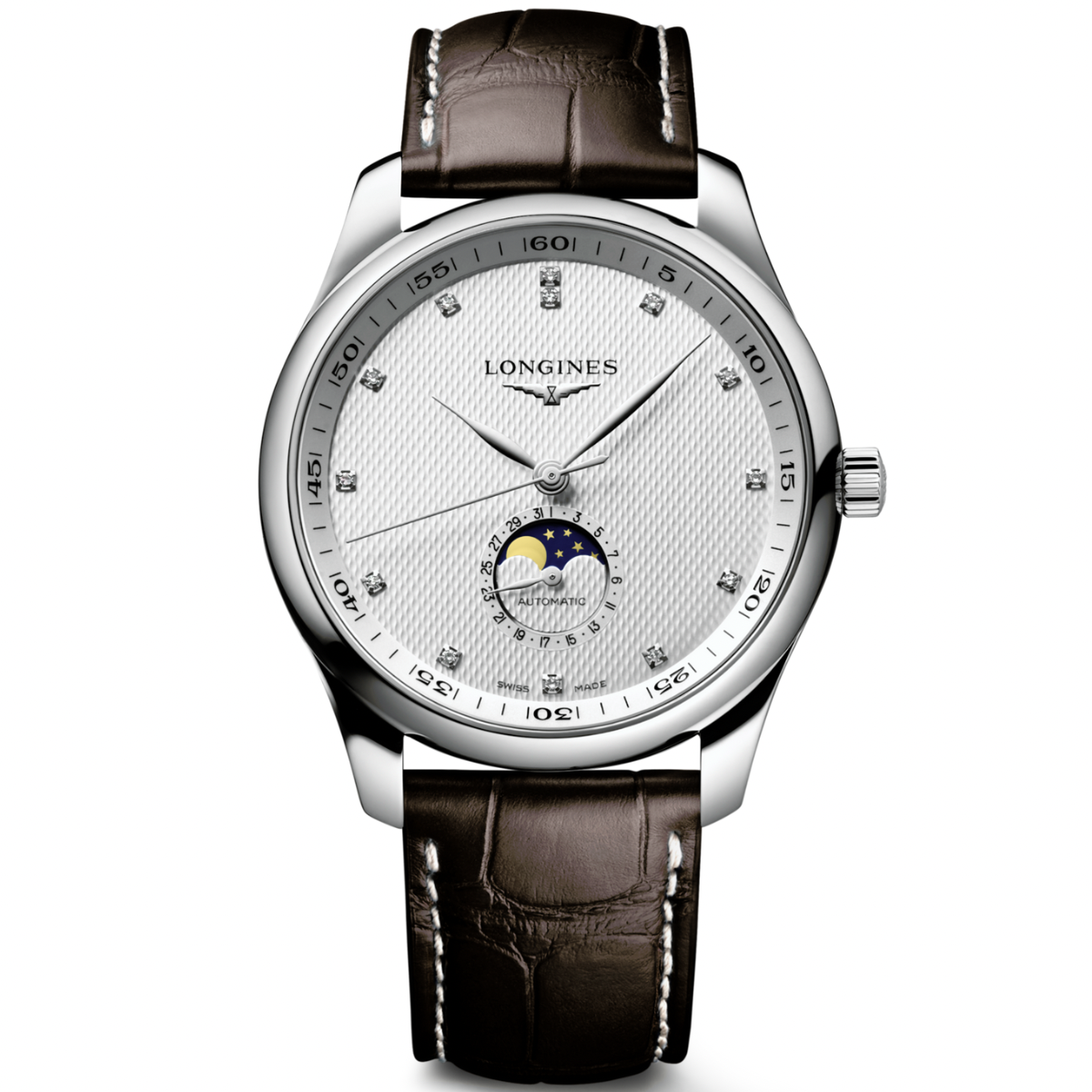 [BNIB] LONGINES MASTER COLLECTION MOONPHASE DIAMOND DIAL AUTOMATIC LEATHER STRAP 42MM *L2.919.4.77.3*