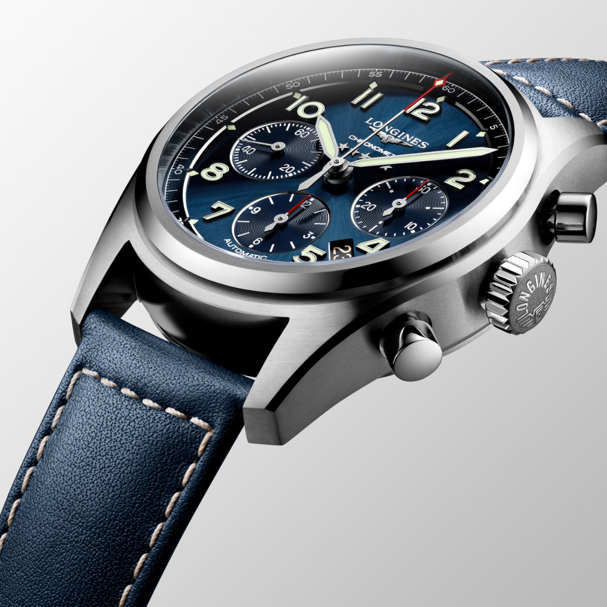 [BNIB] LONGINES SPIRIT AUTOMATIC CHRONOGRAPH BLUE LEATHER STRAP 42MM *L3.820.4.93.0*