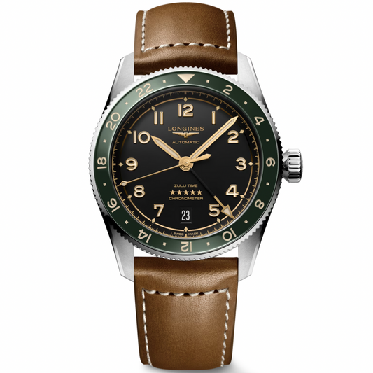 [BNIB] LONGINES SPIRIT ZULU TIME GREEN LEATHER STRAP 39MM *L3.802.4.63.2*