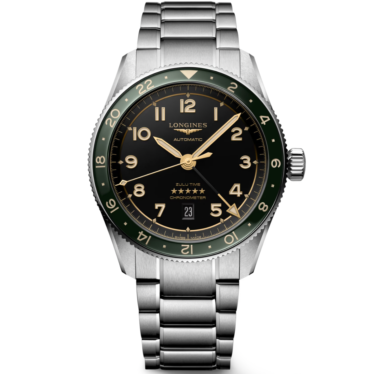 [BNIB] LONGINES SPIRIT ZULU TIME GREEN 42MM *L3.812.4.63.6*