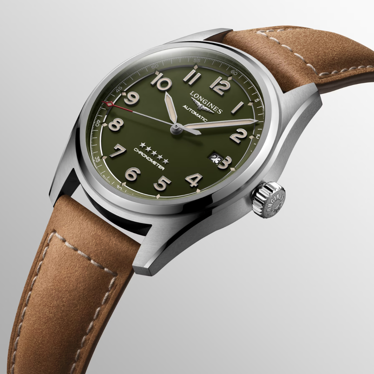 [BNIB] LONGINES SPIRIT GREEN WITH LEATHER STRAP 42MM *L3.811.4.03.2*