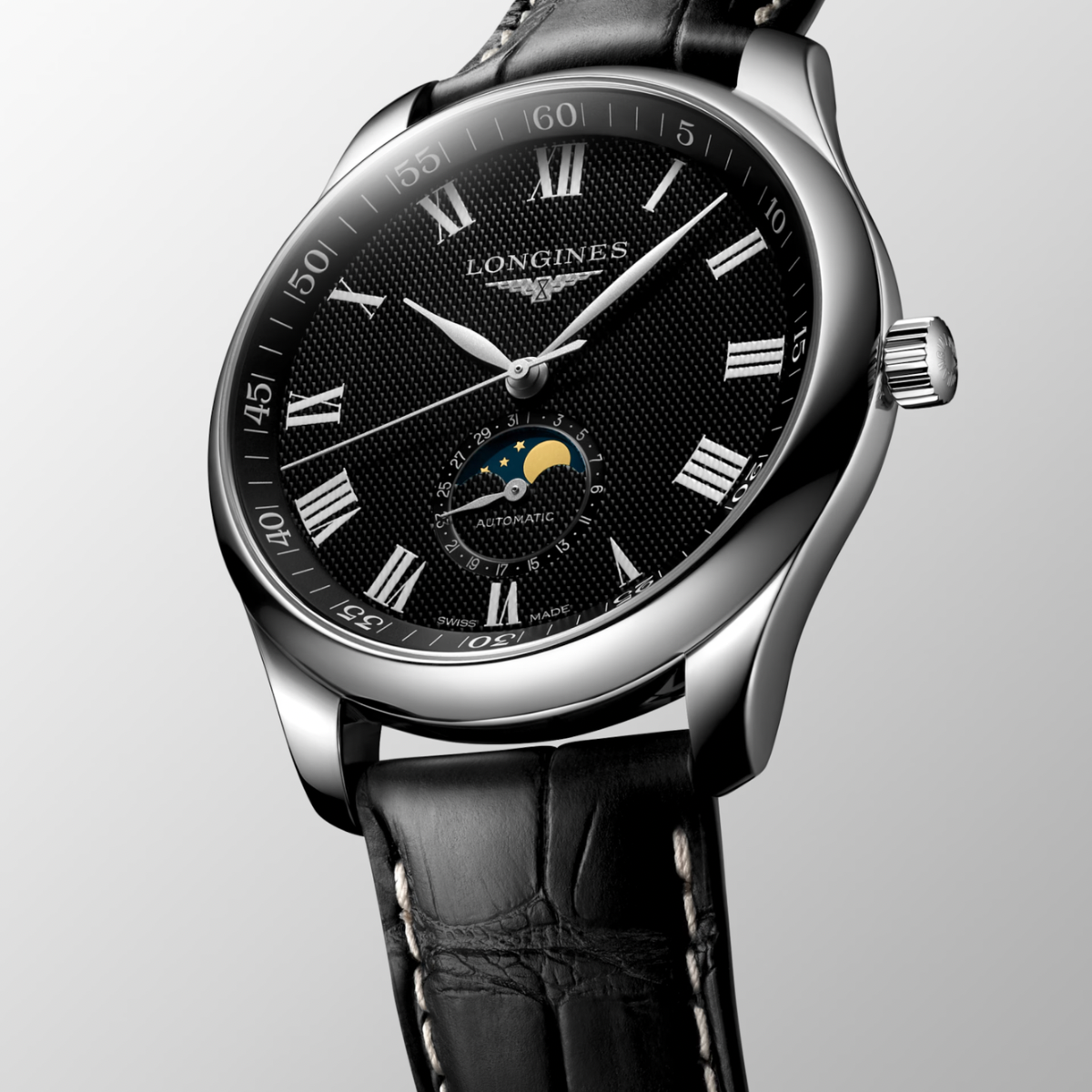 [BNIB] LONGINES MASTER COLLECTION MOONPHASE BLACK DIAL LEATHER STRAP AUTOMATIC 42MM *L2.919.4.51.7*